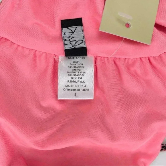 Ris-K Nylon Blend Pink Snake Print Knot Front Hiatus Swimsuit Top Size Large - Picture 8 of 8